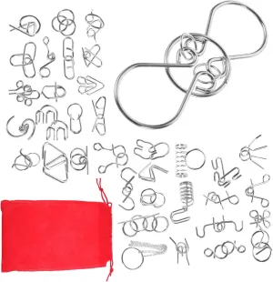 1 Set Interactive Metal Puzzles for Adults Brain Teasers with Pouch Engaging Sensory for Problem Solving and Relief for Parties and Family Fun