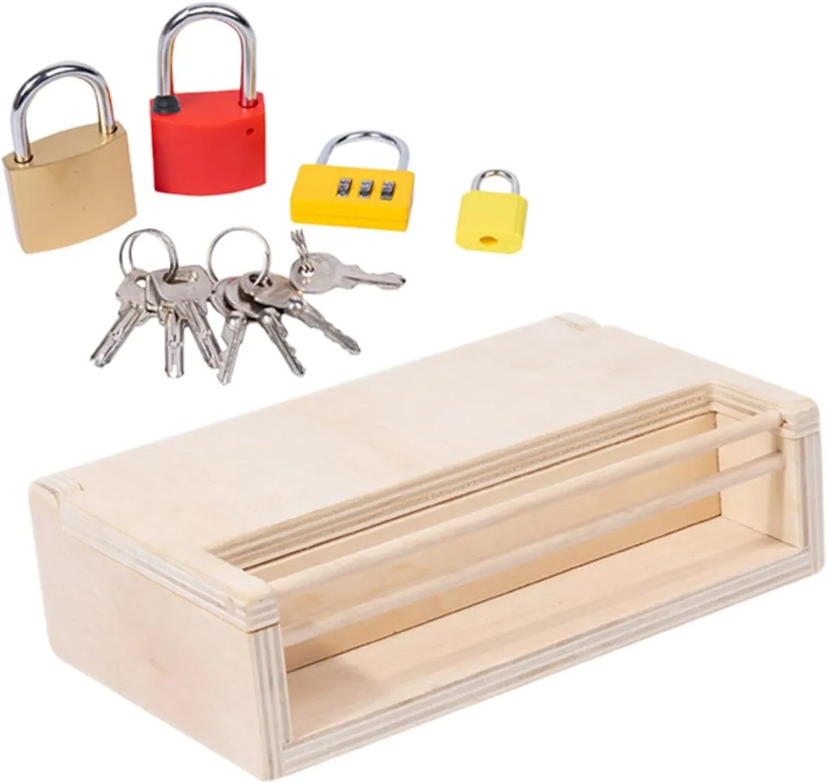 1 Set Montessori for Educational Learning for Shapes and Keys Enhances Cognitive Skills and Problem Solving for Hands Play and Imaginative Exploration