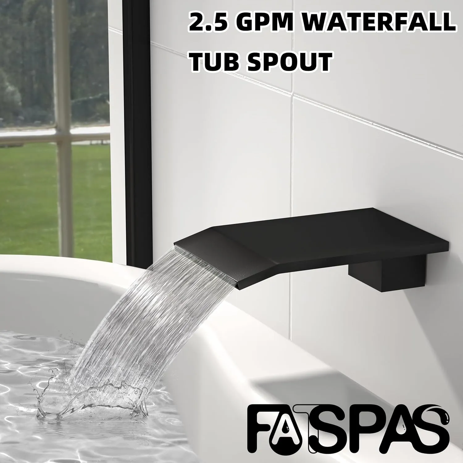 10 Inch Ceiling Mount Shower System with Tub Spout, 10 Inch Shower Faucet Set with Rain Shower Head High Pressure Handheld Spray Rough-in Valve and Shower Trim Included, Matte Black