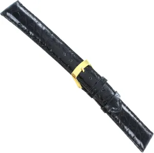 18mm Black Morellato Genuine Crocodile Leather Padded Stitched Watch Band