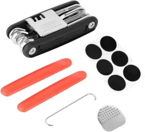 1Set Multi Function Bicycle Repair Tool Kit with Chain Cutter Screwdriver Wrench Tire Pry Bar for Cycling Maintenance and Emergency Repairs Red
