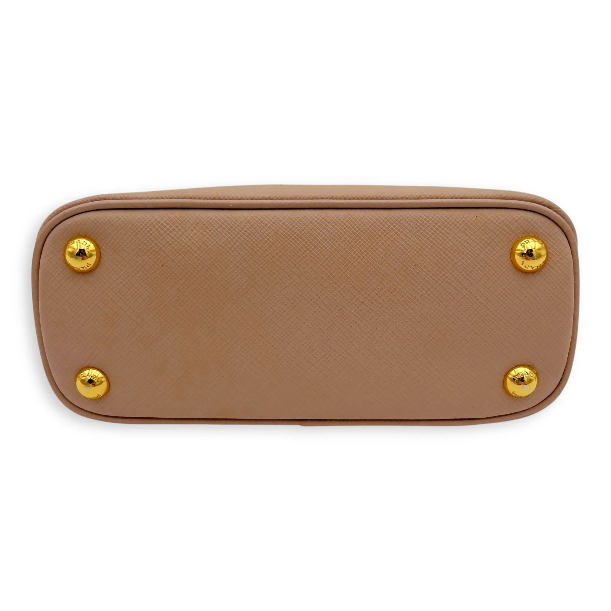 2 way bag Crossbody Bag Mini Beige in Saffiano Leather, Gold hardware