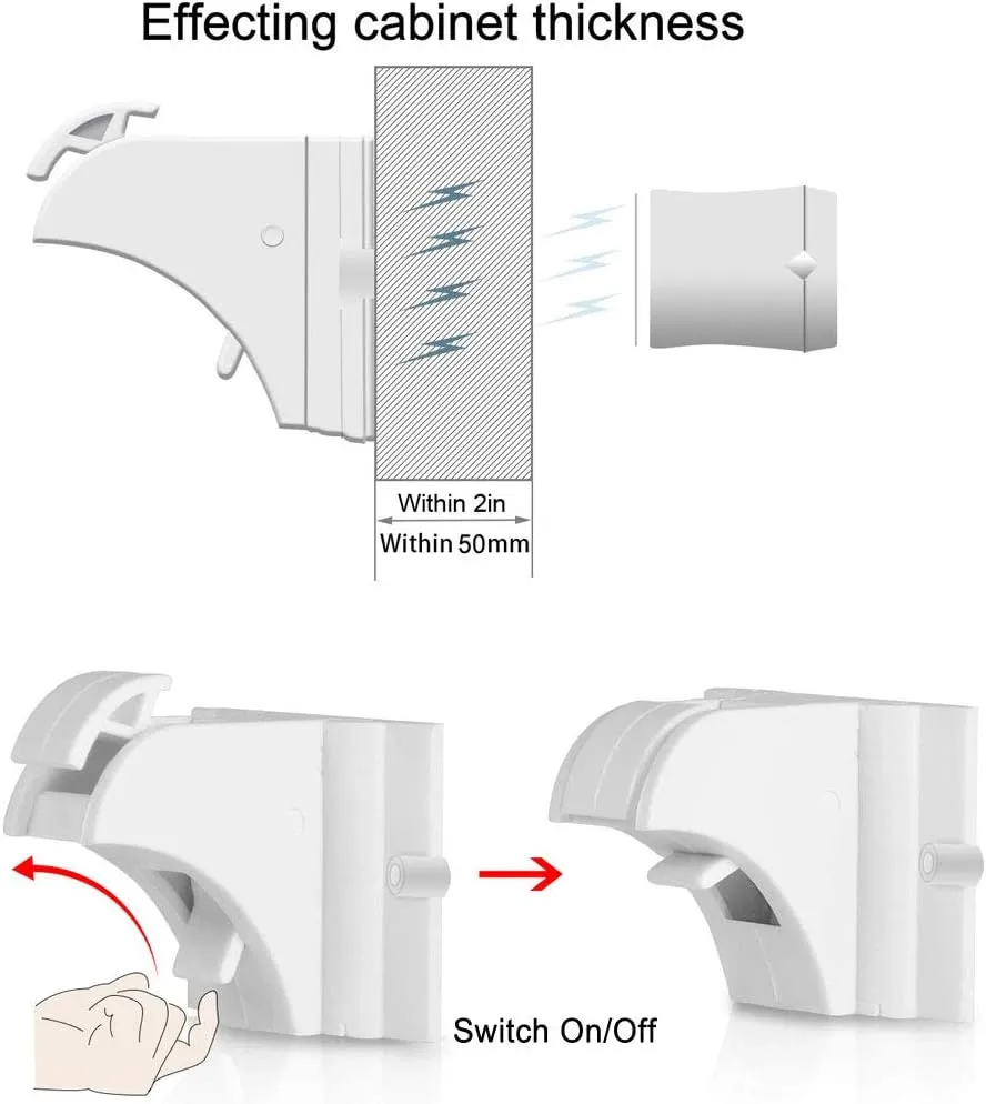 20 Pack Magnetic Cabinet Locks Baby Proofing - Vmaisi Children Proof Cupboard Drawers Latches - Adhesive Easy Installation