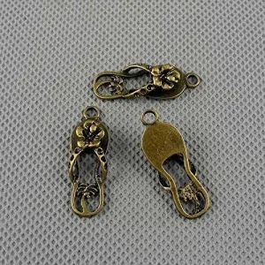 200 PCS Jewelry Making Charms Findings Supply Supplies Crafting Lots Bulk Wholesale Antique Bronze Tone Plated 71912 Slippers