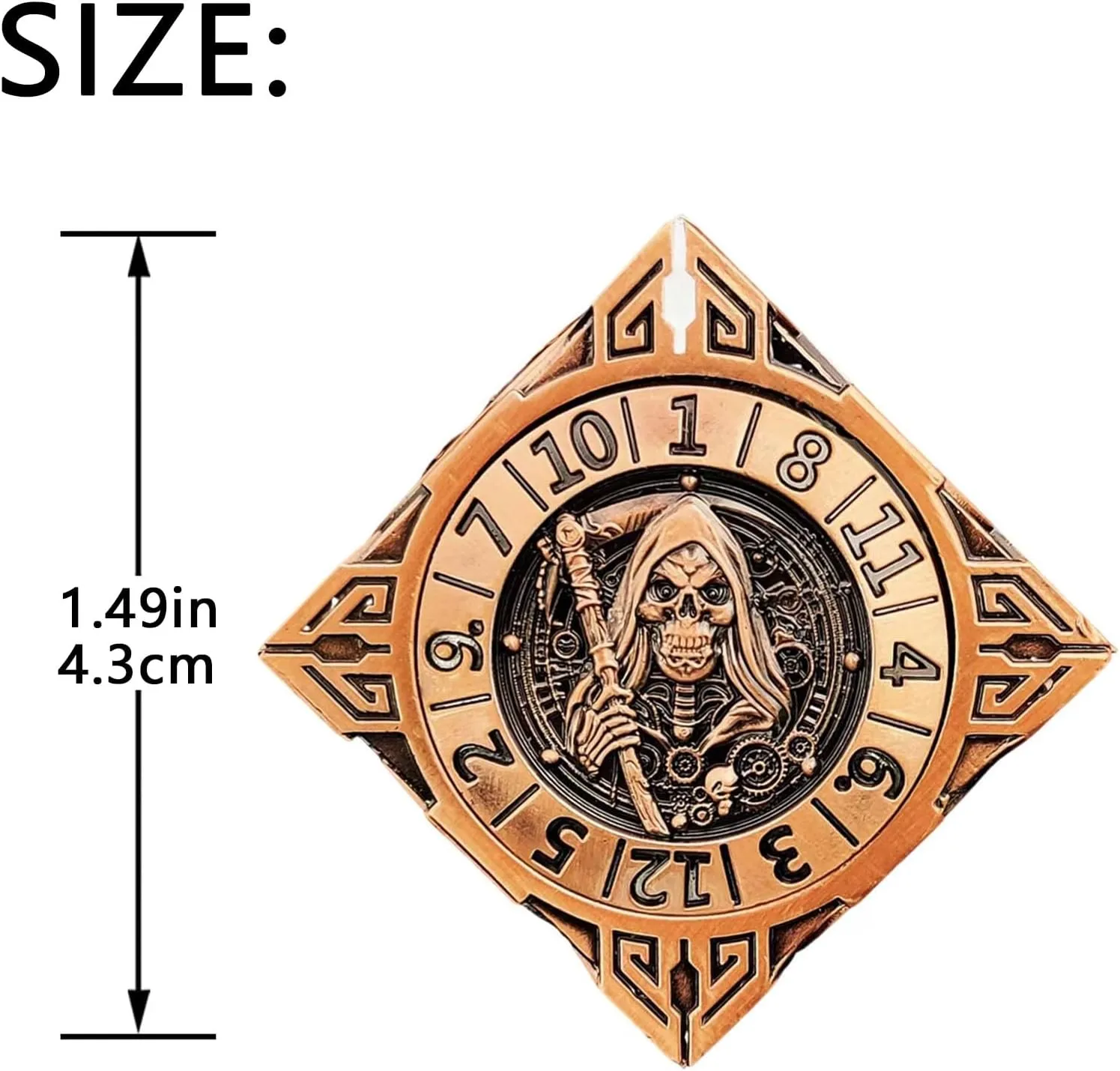 2025 New DND Spinner Dice, 7-in-1 Metal Dice Set with 3D Relief for Dungeons and Dragons Gifts, Polyhedral Roleplaying Game Dice, Fantasy D&D Tabletop RPG Accessories for DM & Player (Bronze)