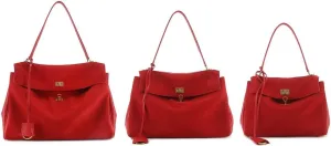 2025 Winter Suede Spliced Cowhide Lock Handheld Underarm Commuter Single Shoulder Tote Bag leather