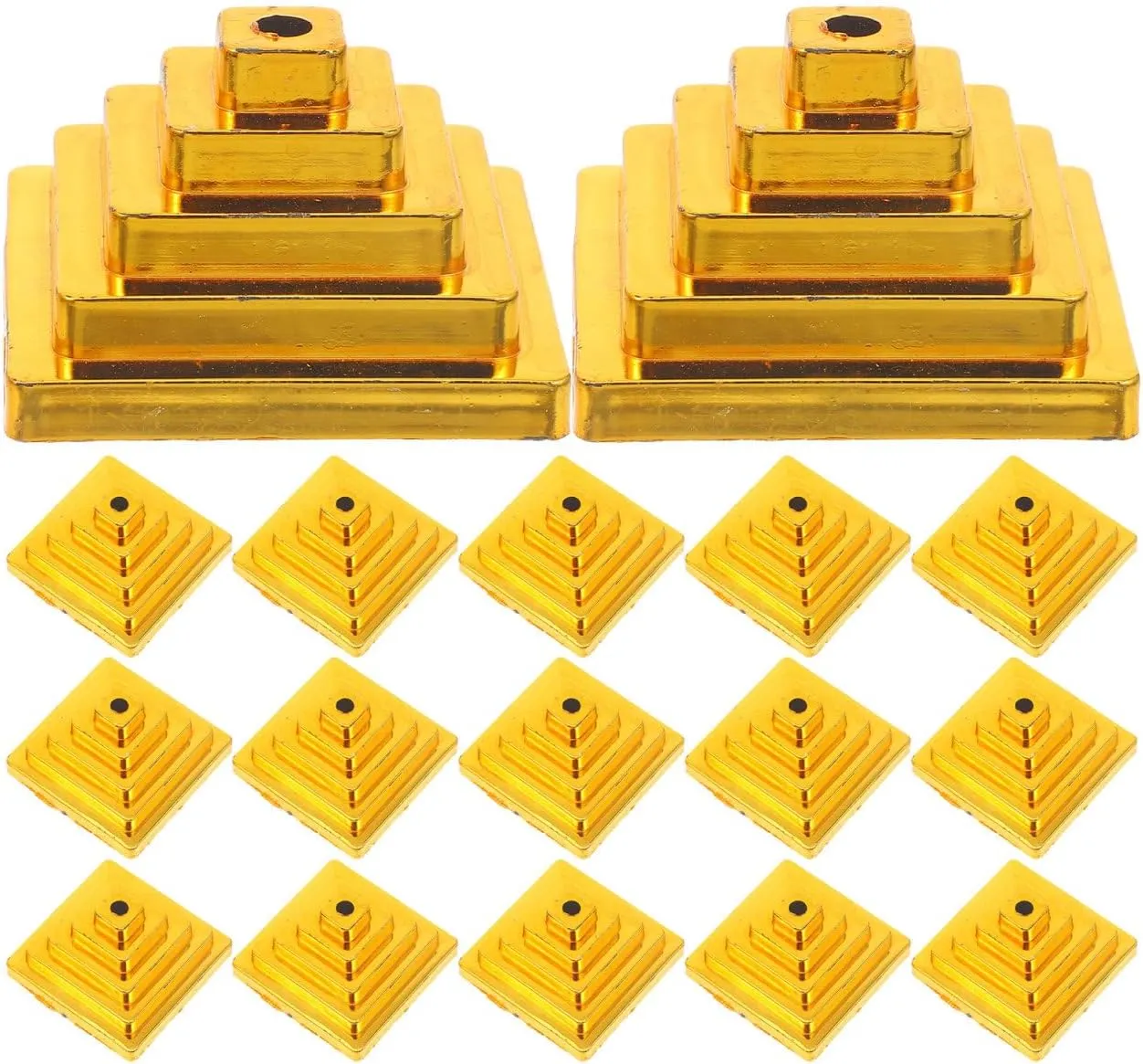 20pcs Mini Flag Holder Stand - Square Golden Base Desktop Flagpole Stand for Office Decorations, Home, Company,Classroom