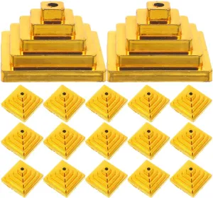 20pcs Mini Flag Holder Stand - Square Golden Base Desktop Flagpole Stand for Office Decorations, Home, Company,Classroom