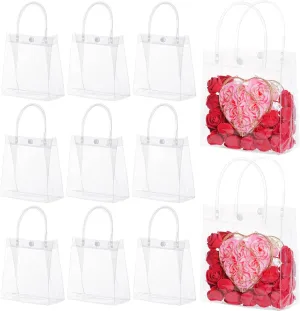 25pcs Clear PVC Gift Bags with Handles - Transparent Reusable Shopping Bags for Wedding, Candy, Dessert & Merchandise (Clear 5.9 * 6.3)