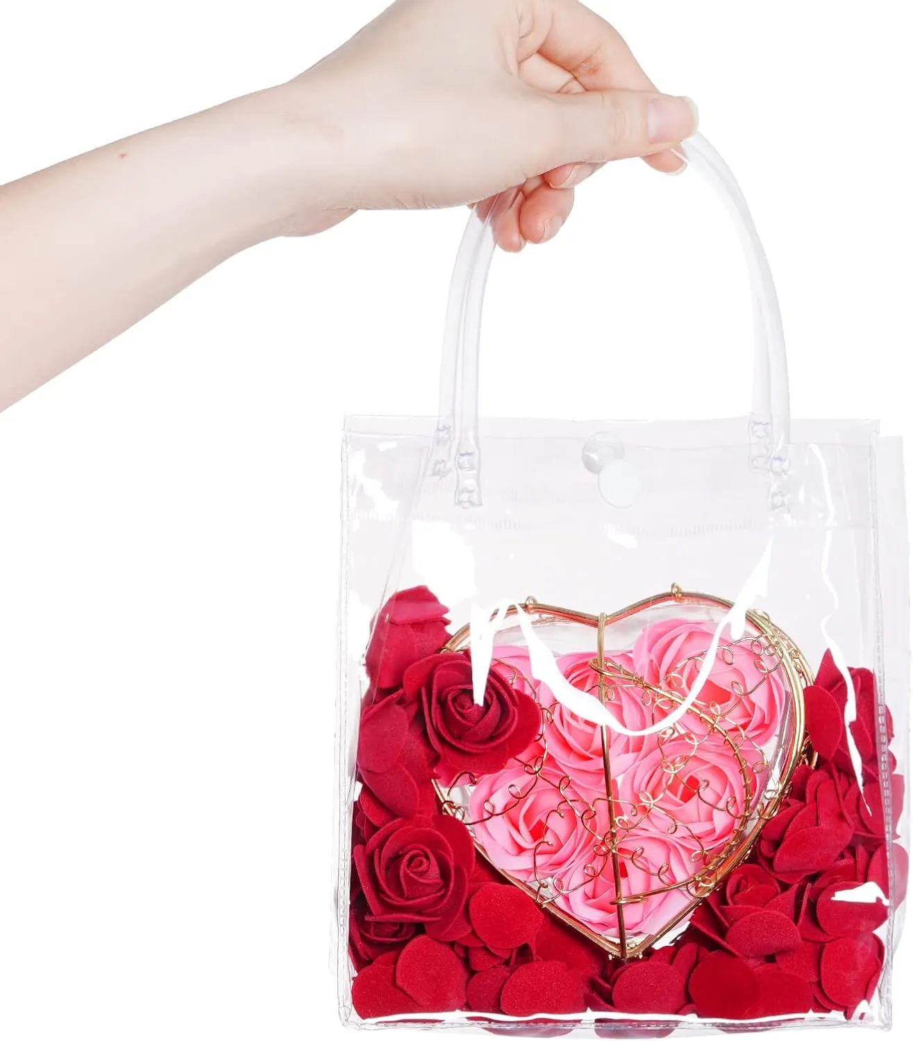 25pcs Clear PVC Gift Bags with Handles - Transparent Reusable Shopping Bags for Wedding, Candy, Dessert & Merchandise (Clear 5.9 * 6.3)