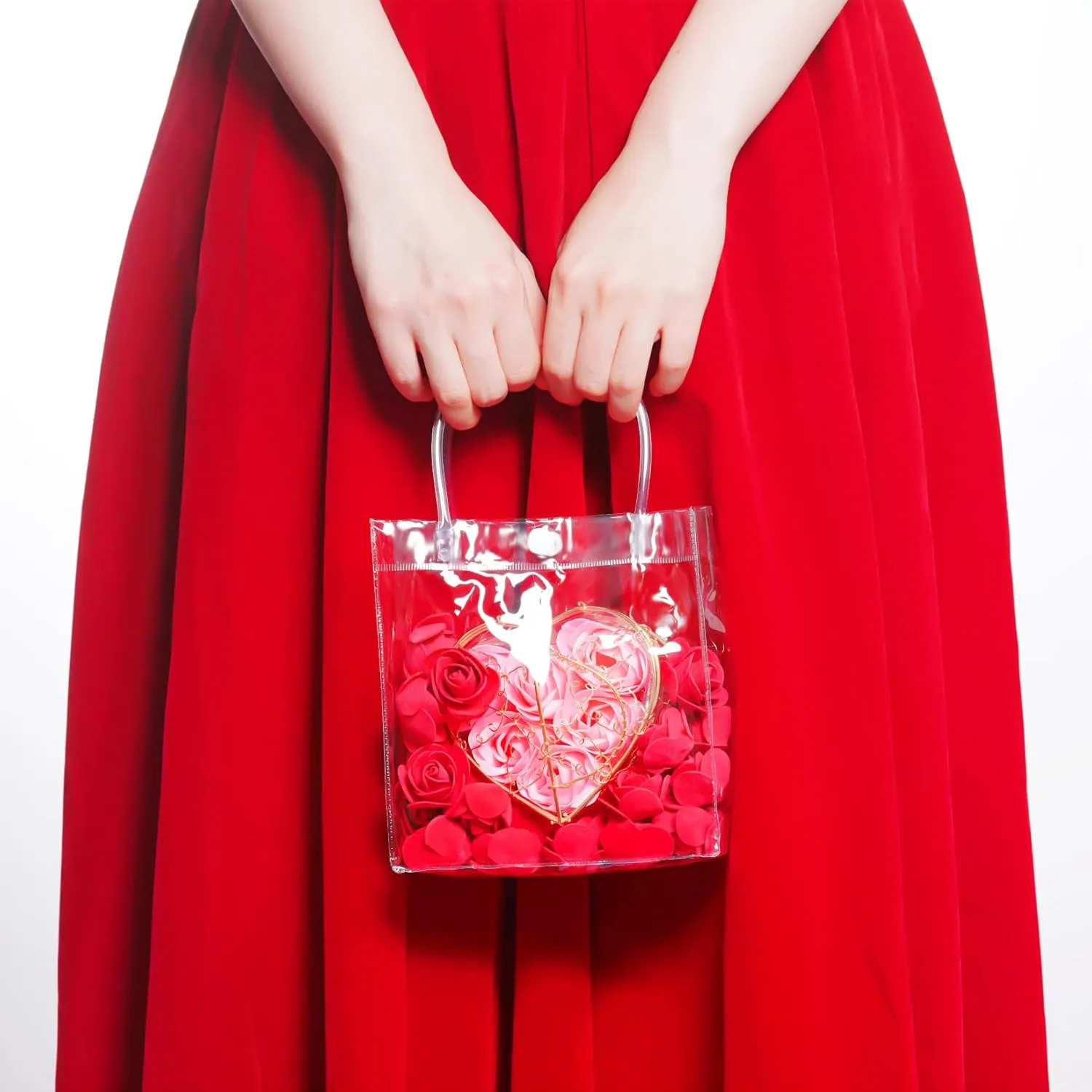 25pcs Clear PVC Gift Bags with Handles - Transparent Reusable Shopping Bags for Wedding, Candy, Dessert & Merchandise (Clear 5.9 * 6.3)