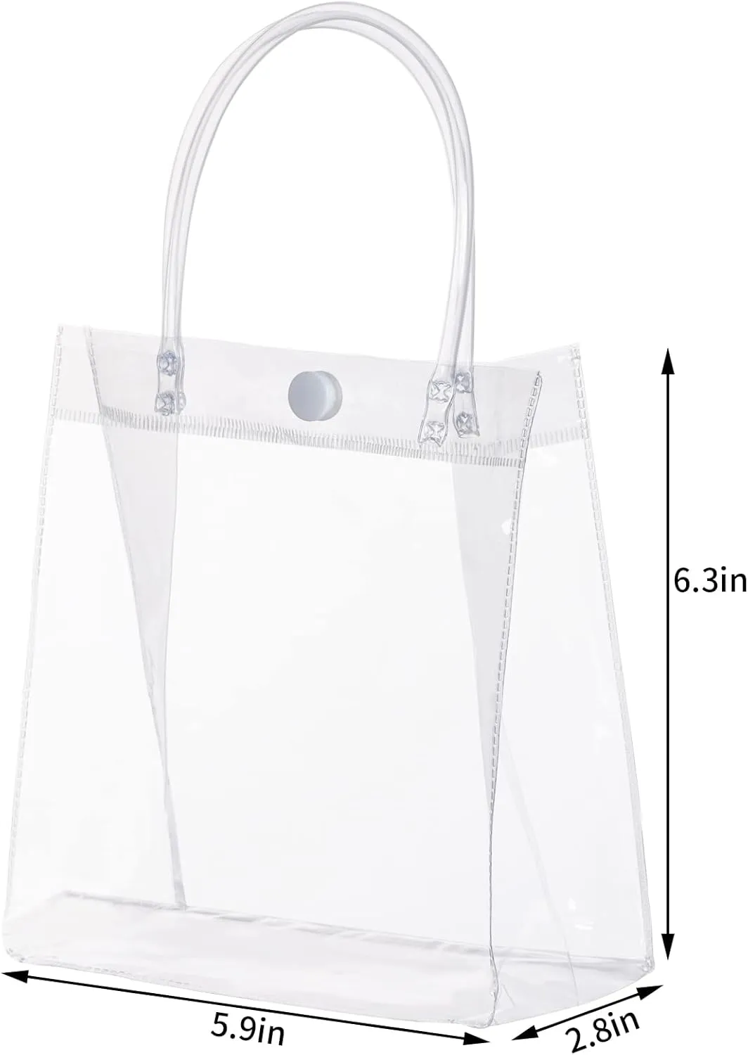 25pcs Clear PVC Gift Bags with Handles - Transparent Reusable Shopping Bags for Wedding, Candy, Dessert & Merchandise (Clear 5.9 * 6.3)