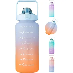 2L Motivational Water Bottle with Straw and Time Marker, Leakproof BPA Free Water jugs for Drinking, Large Capacity Water Jug with Handle for Fitness, Gym,Daily and Outdoor sports