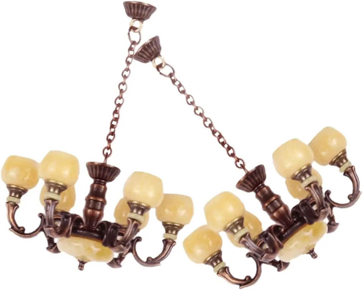2pcs Miniature Ceiling Lamp Scale Dollhouse Lighting Decor Simulation Lamp for House Supply Elegant Chandelier Prop for Dollhouse Scene Adornment