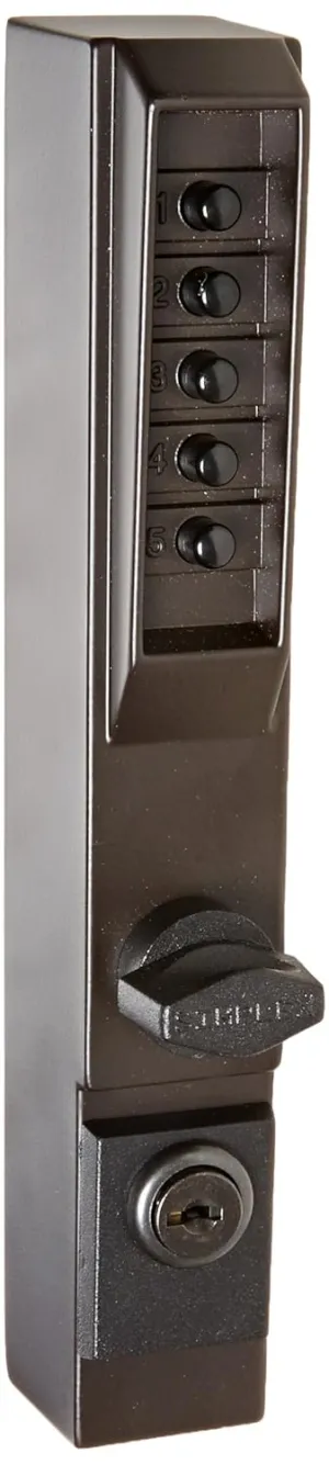 300155 Kaba 3000 Series Metal Mechanical Pushbutton Narrow Stile Lock with Thumbturn, Combination Entry, Key Override, Passage, Lockout, Duranodic Powder Paint Finish