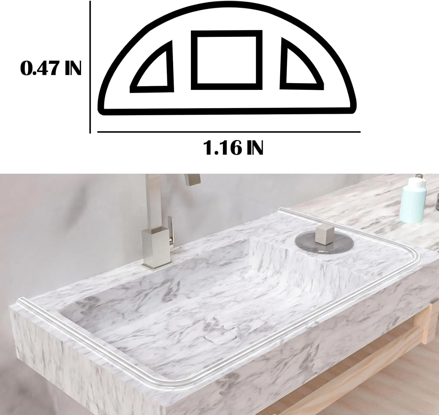 39" Shower Threshold Water Dam, Self-Adhesive Shower Barrier and Kitchen Water Stopper sealing Retention System Rubber Shower Guard Dam for Dry And Wet Separation Caulk Seal Strip Edge Trim