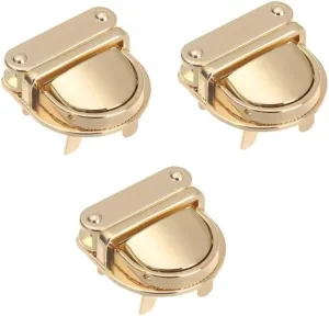 3pcs Purse Thumb Lock Tuck Lock Clasp Catch Purse Buckle Fasteners, Metal Clasp Locks for DIY Craft Wallet Handbag