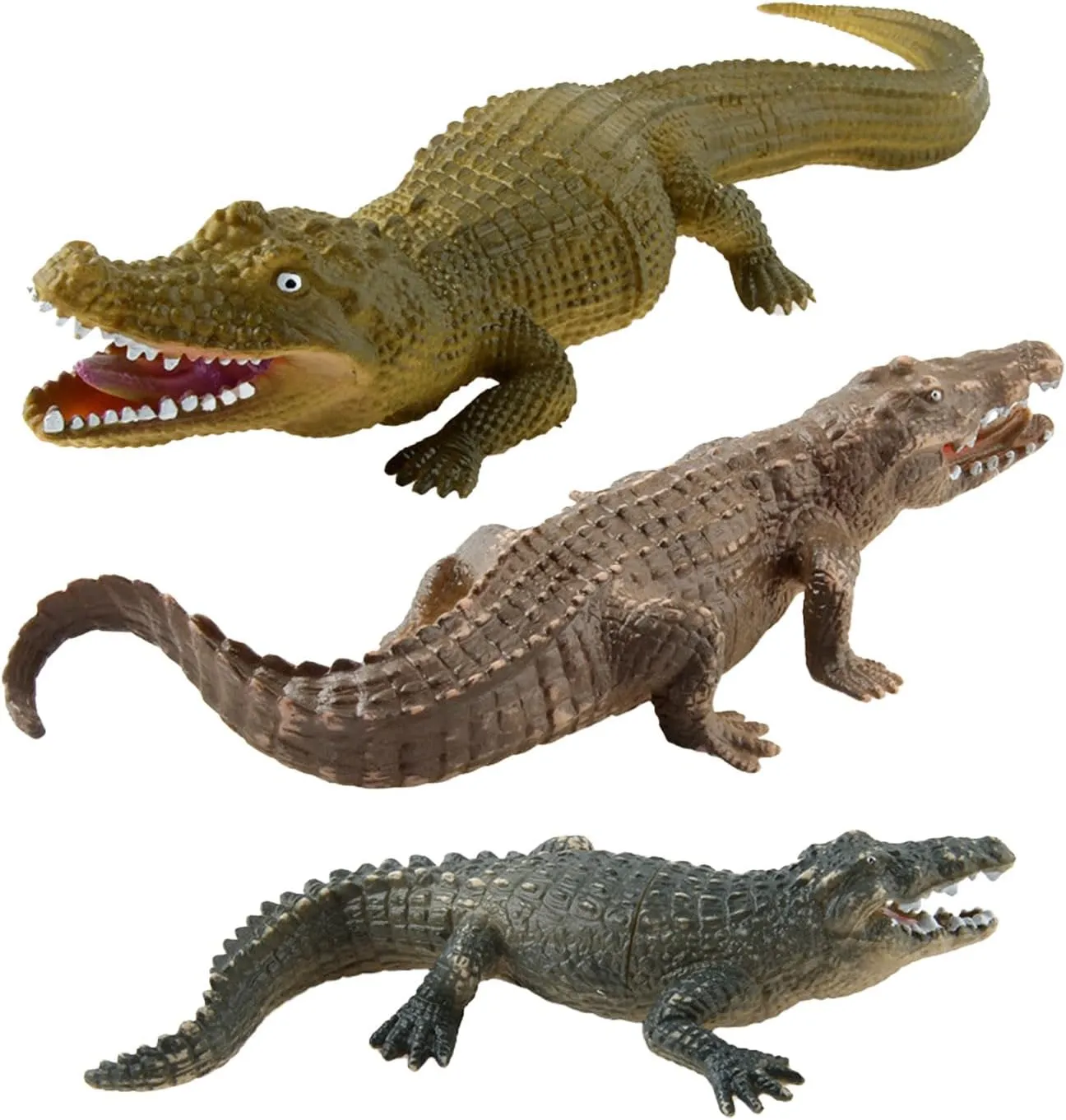 3PCS Safari Animals Figures Cute Crocodile Figurines Plastic Animal Toy for Kids