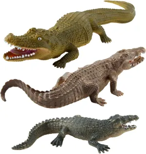 3PCS Safari Animals Figures Cute Crocodile Figurines Plastic Animal Toy for Kids