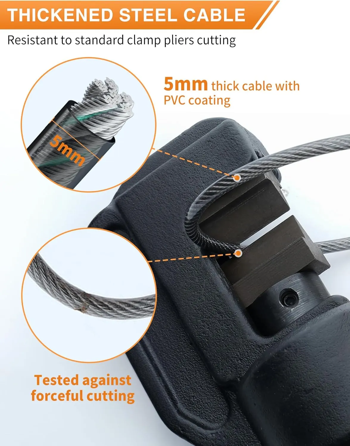 4-Digit Combination Cable Lock with 3 Replaceable Steel Cables (9''/24''/47'') - Keyless Security for Bikes, Doors, Luggage, Fences & Cabinets - Black, 1 Pack