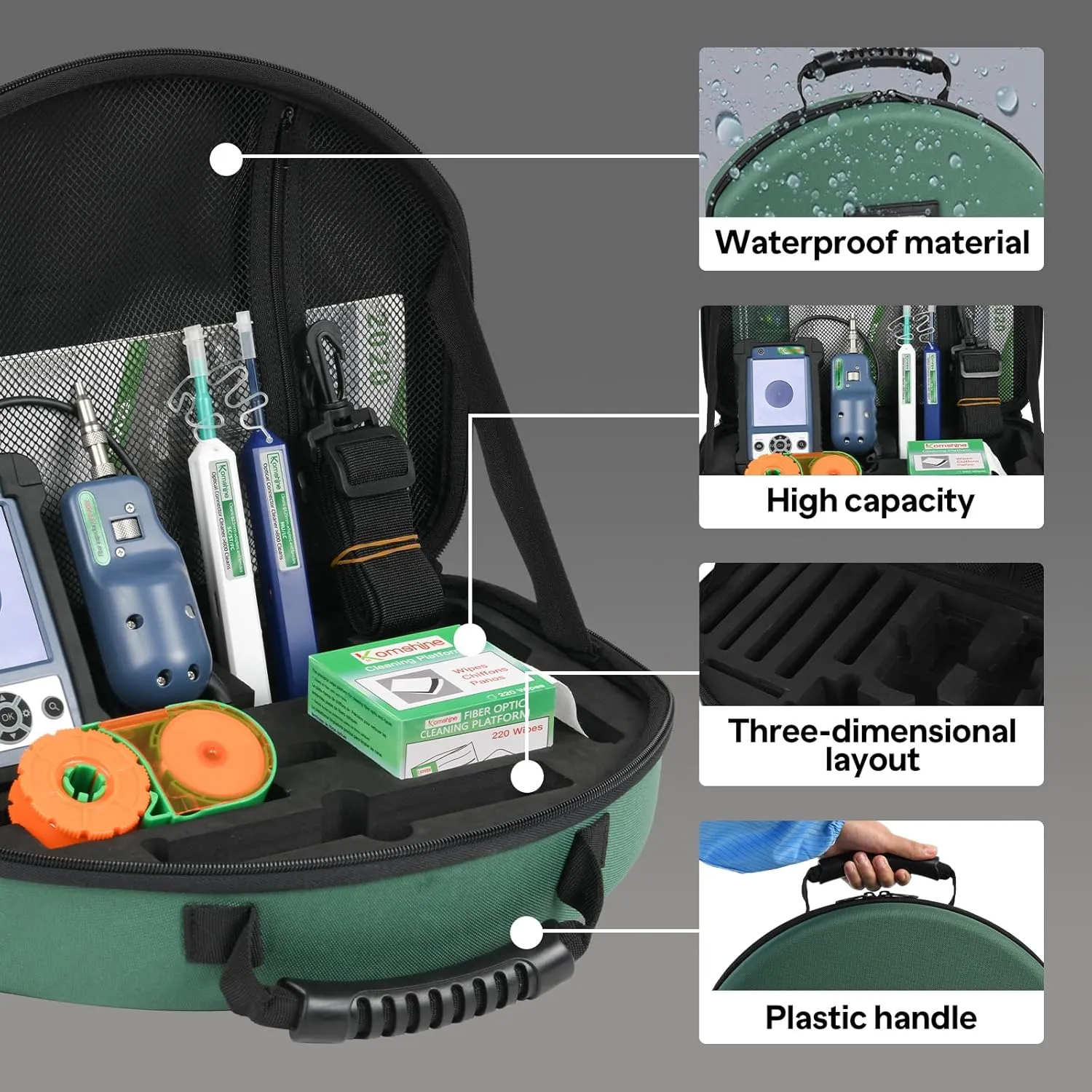 400X Magnification Optic Fiber Inspection Probe Komshine KIC-05D Optical Video Inspection Kit   Cleaner Cleaning Pen SC FC ST 2.5mm/LC 1.25mm   Fiber Cleaning Wipes 600  Cleanings