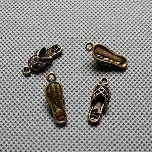 450 PCS Jewelry Making Charms Findings Supply Supplies Crafting Lots Bulk Wholesale Antique Bronze Tone Plated 63898 Slippers
