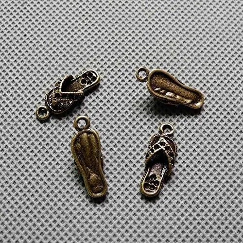 450 PCS Jewelry Making Charms Findings Supply Supplies Crafting Lots Bulk Wholesale Antique Bronze Tone Plated 63898 Slippers
