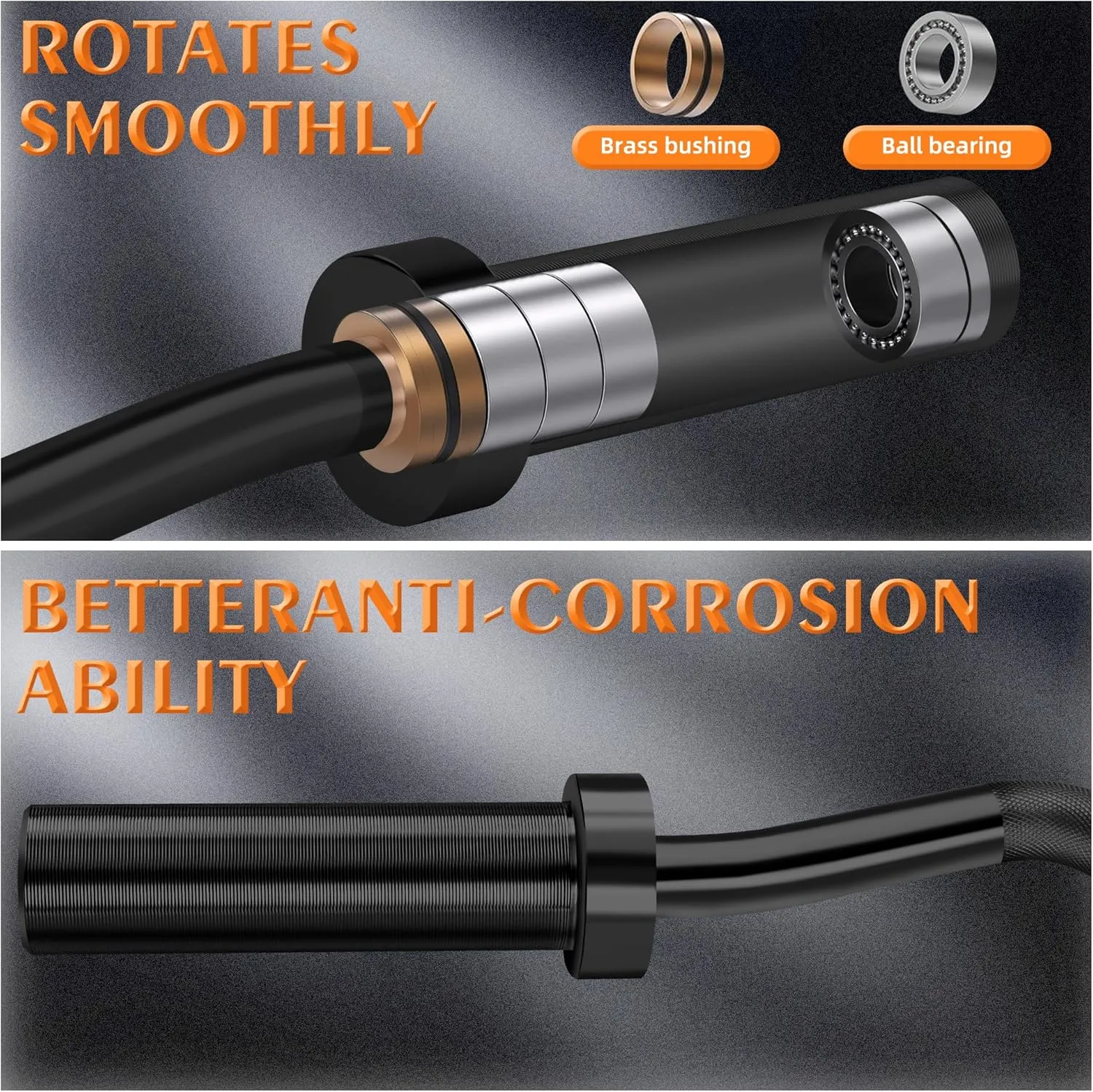 47” Barbell Curl Bar for Strength Training with Two Metal Spring Clamps, Packaged in Paper Tubes for Deadlifts, Hip Thrusts, Squats, and Long Legs, 440 lb. Load Capacity for Home and Gym Use