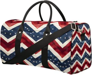 4th of July Memorial Day Travel Duffel Bag for Women Men Waterproof Foldable Overnight Weekender Bag Large Capacity Sports Gym Bag