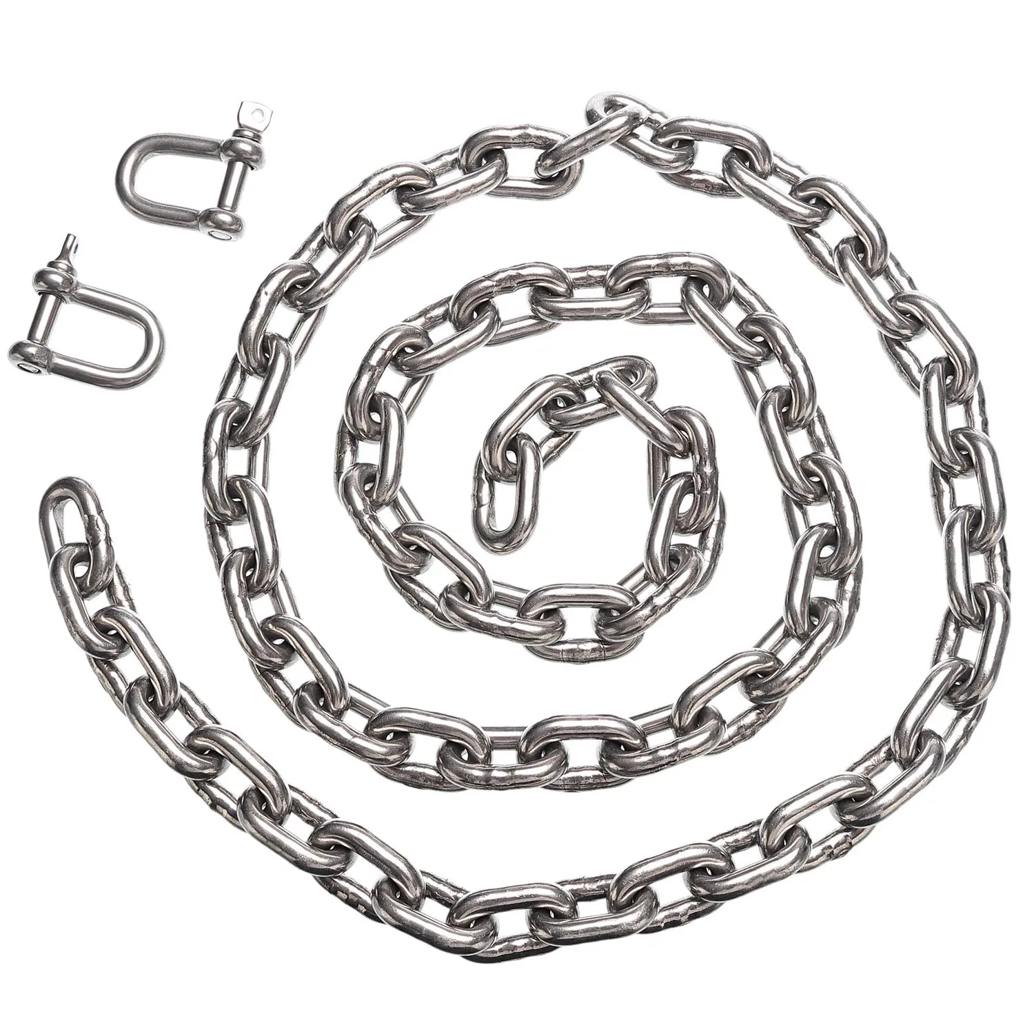 5/16" by 5' Stainless Steel 316 Anchor Chain 5/16" or 8mm by 5 Foot Long with 2 Shackles