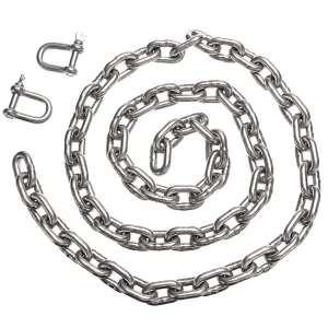 5/16" by 5' Stainless Steel 316 Anchor Chain 5/16" or 8mm by 5 Foot Long with 2 Shackles
