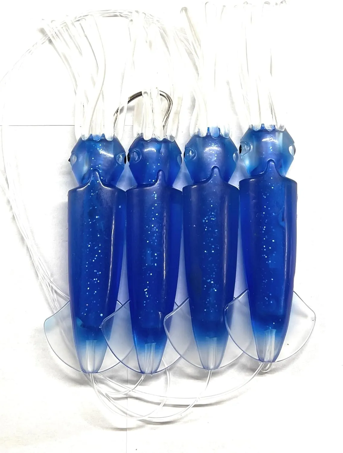 7" Squid Daisy Chain Trolling Saltwater Fishing Lure and Fishing Teaser Combo. Dolphin Tuna Mahi Sailfish Wahoo Marlin Offshore Trolling Lure. No.8 Stainless trolling Hook. Big Game Fishing Lure.