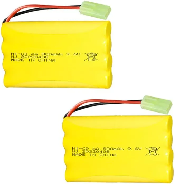 9.6V 800mAH Ni-Cd AA Battery Pack Rechargeable with Mini Tamiya Connector Plug for Remote Control Electric Car Toys 2 Pack