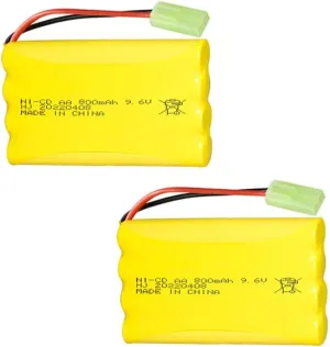 9.6V 800mAH Ni-Cd AA Battery Pack Rechargeable with Mini Tamiya Connector Plug for Remote Control Electric Car Toys 2 Pack