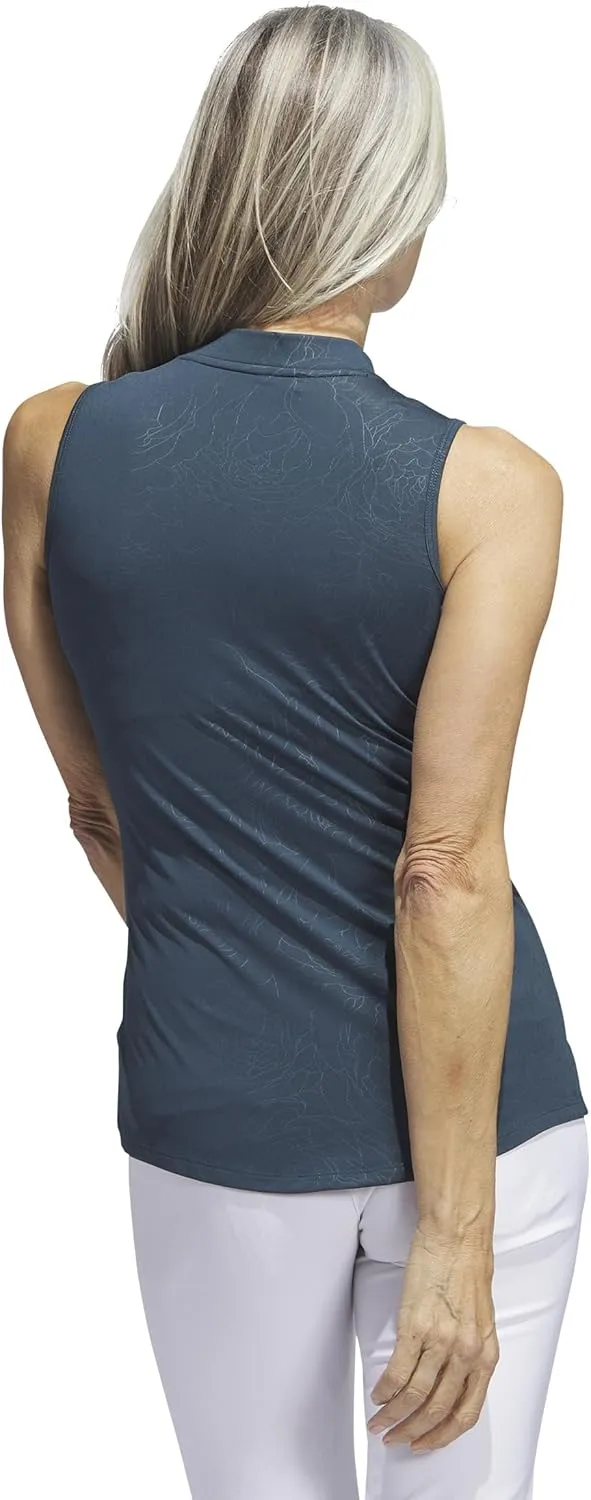adidas Women's Embossed Sleeveless Golf Polo Shirt