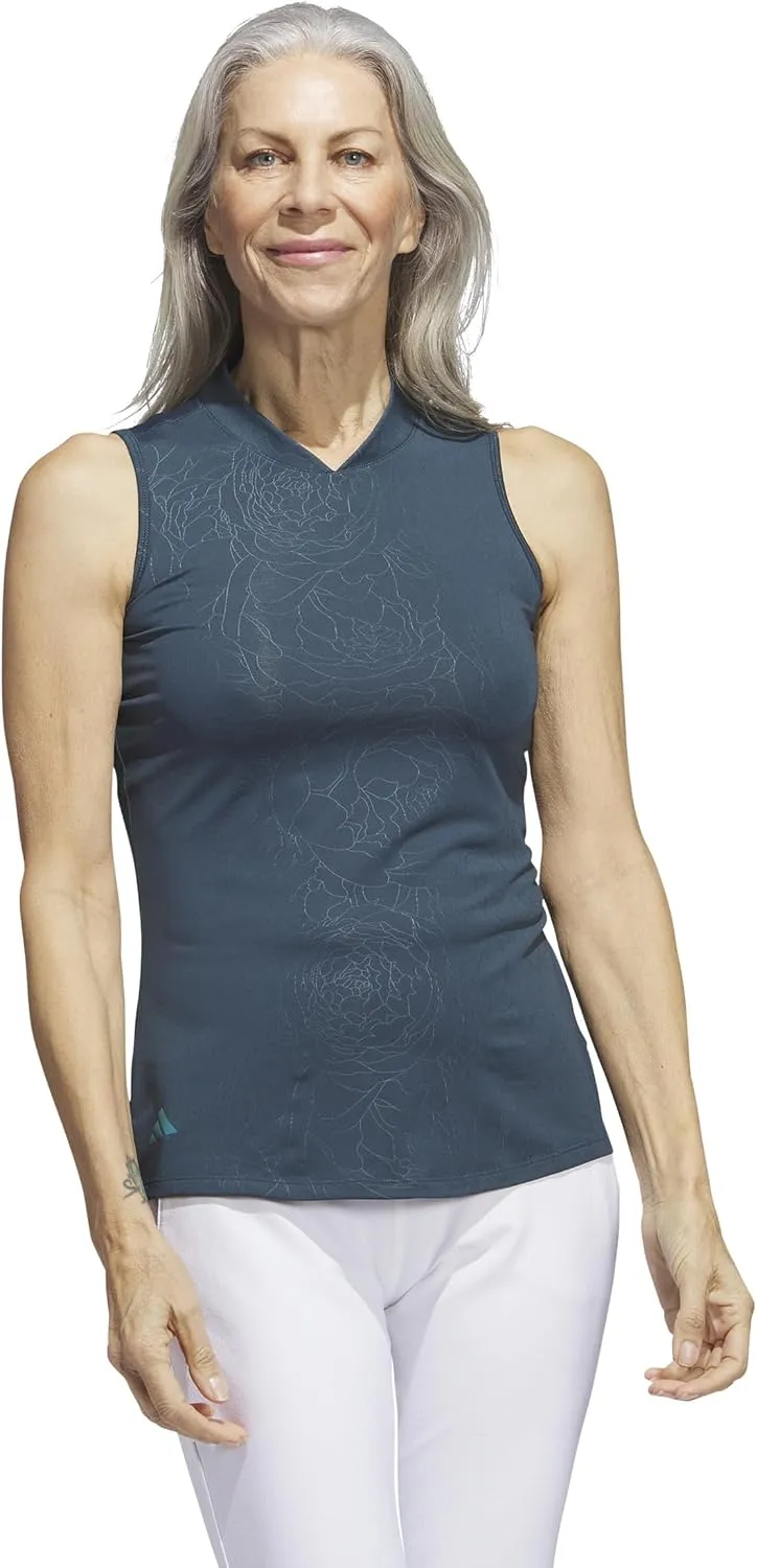 adidas Women's Embossed Sleeveless Golf Polo Shirt