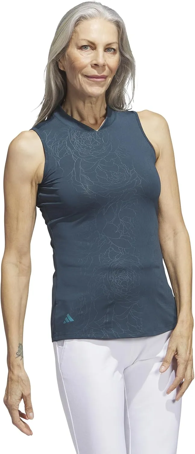 adidas Women's Embossed Sleeveless Golf Polo Shirt