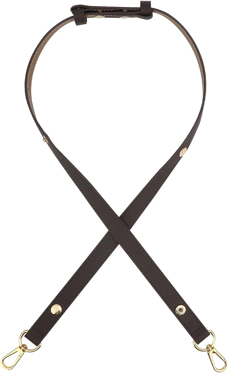 Adjustable Genuine Vachetta Leather Purse Strap Replacement for Crossbody and Shoulder Bag, Crossbody Straps for Purses, Handbags, Fit for LV Onthego Bag, with Gold Metal Buckle, 26-43 Inch
