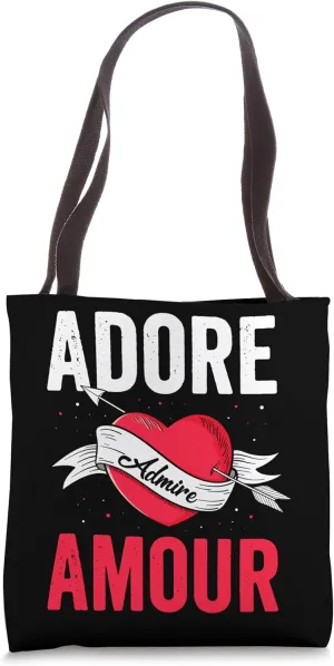 Adore Admire Amour Heart Gift Valentines Day Tote Bag