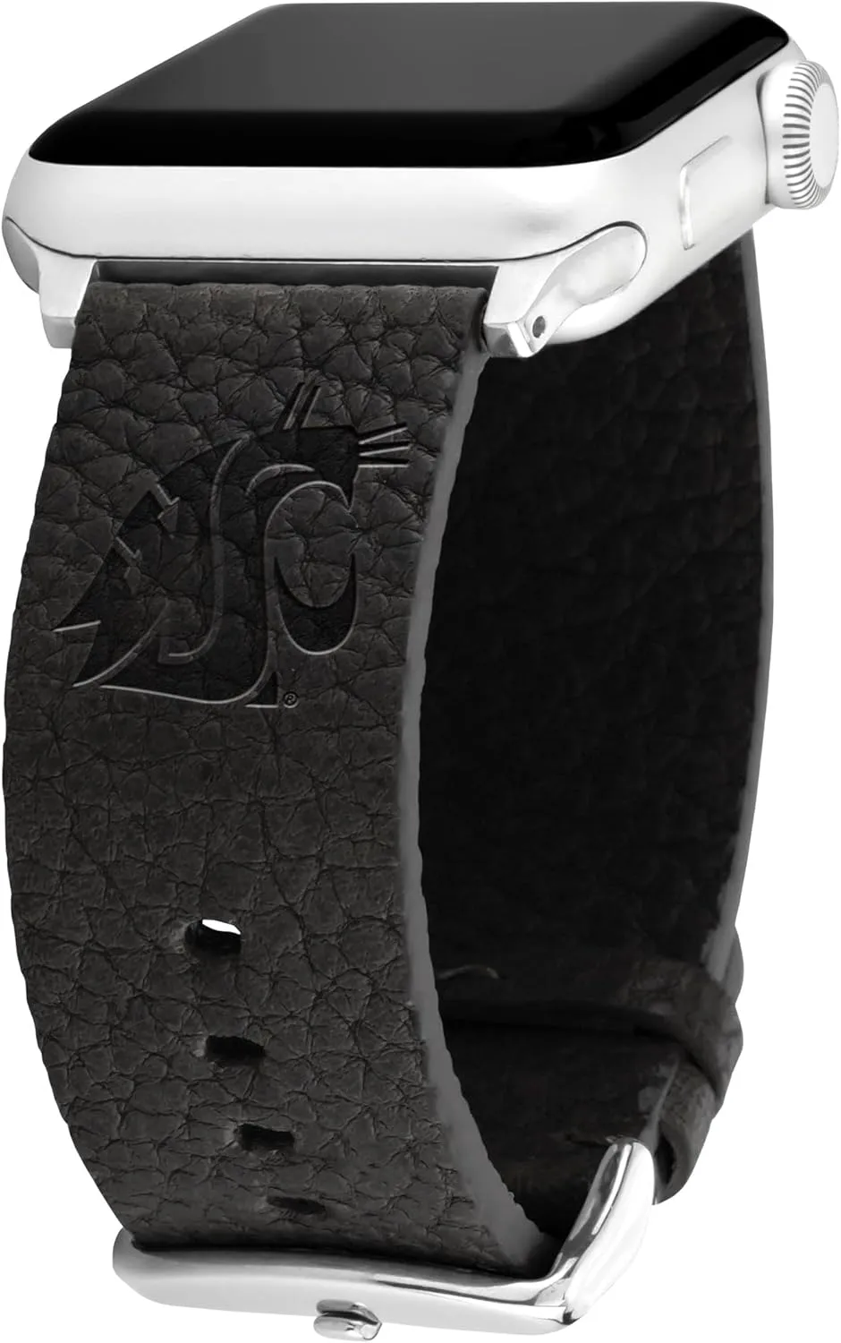 Affinity Bands Washington State Cougars Leather Watch Band Compatible with Apple Watch (42/44/45/49mm (46mm Series 10) Short Black)