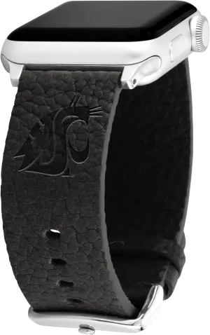 Affinity Bands Washington State Cougars Leather Watch Band Compatible with Apple Watch (42/44/45/49mm (46mm Series 10) Short Black)