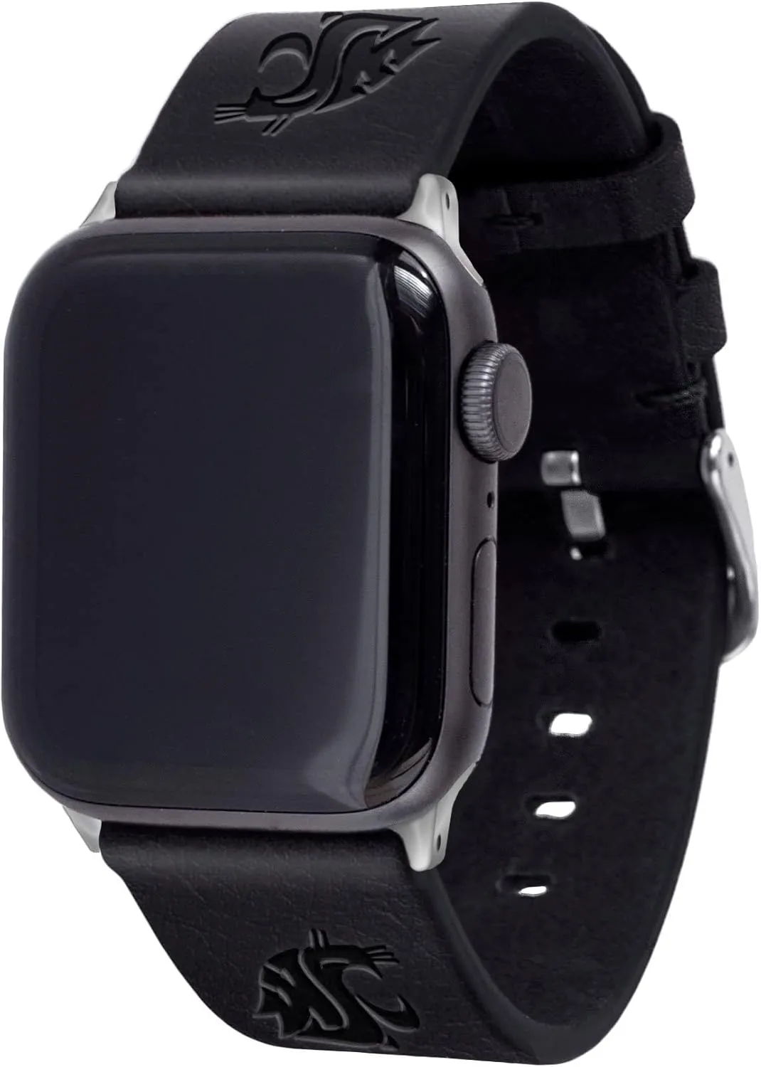Affinity Bands Washington State Cougars Leather Watch Band Compatible with Apple Watch (42/44/45/49mm (46mm Series 10) Short Black)