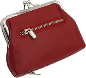 AG Wallets Change Purse for Women, Soft Leather Wallet & Coin Purse for Women, Large Enough to Hold Folded Cash, Credit Cards and Loose Change, Metal Kiss Lock Coin Purse with 2 Zipper Pocket