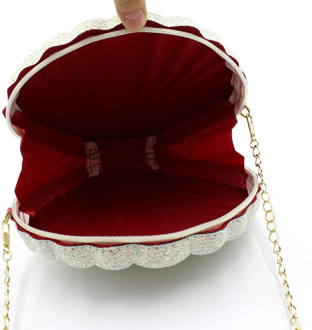 AIBEARTY Cute Seashell Shape Crossbody Purse Small Shoulder Bag with Chain for Women Little Girls