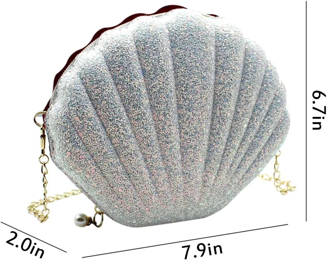AIBEARTY Cute Seashell Shape Crossbody Purse Small Shoulder Bag with Chain for Women Little Girls