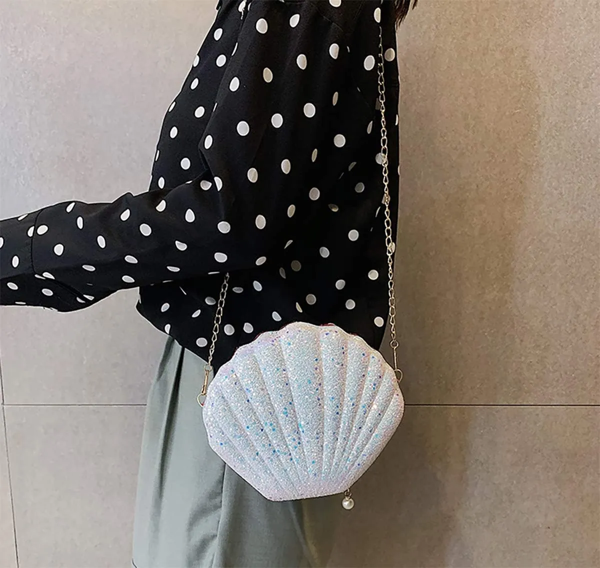AIBEARTY Cute Seashell Shape Crossbody Purse Small Shoulder Bag with Chain for Women Little Girls