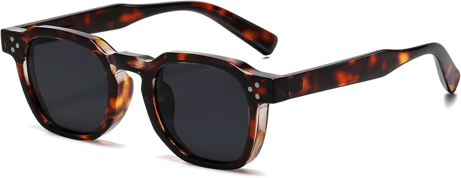 AIEYEZO Retro Sunglasses for Womens Mens Square Thick Framed Shades Trendy Vintage Sun Glasses