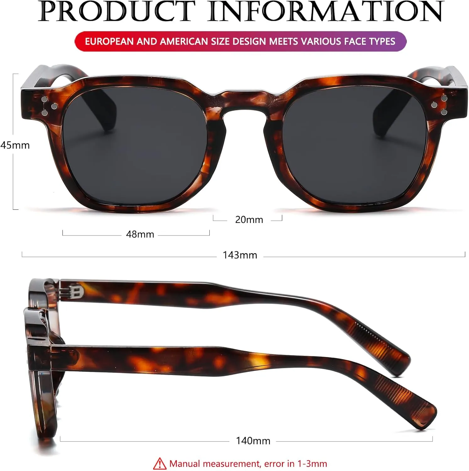 AIEYEZO Retro Sunglasses for Womens Mens Square Thick Framed Shades Trendy Vintage Sun Glasses