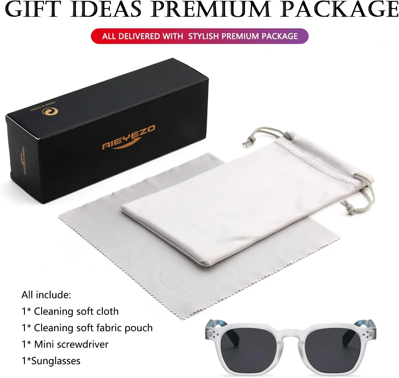 AIEYEZO Retro Sunglasses for Womens Mens Square Thick Framed Shades Trendy Vintage Sun Glasses