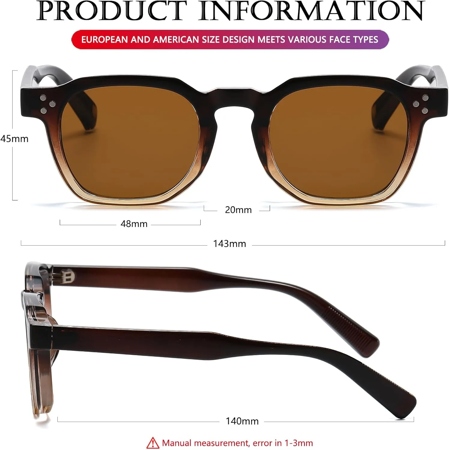 AIEYEZO Retro Sunglasses for Womens Mens Square Thick Framed Shades Trendy Vintage Sun Glasses